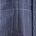 Gilet in cotone blu fantasia jacquard tasca