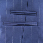 Gilet doppiopetto in lana blu gessata tasca