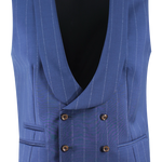 Gilet doppiopetto in lana blu gessata
