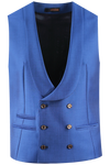 Gilet doppiopetto in lana mohair bluette