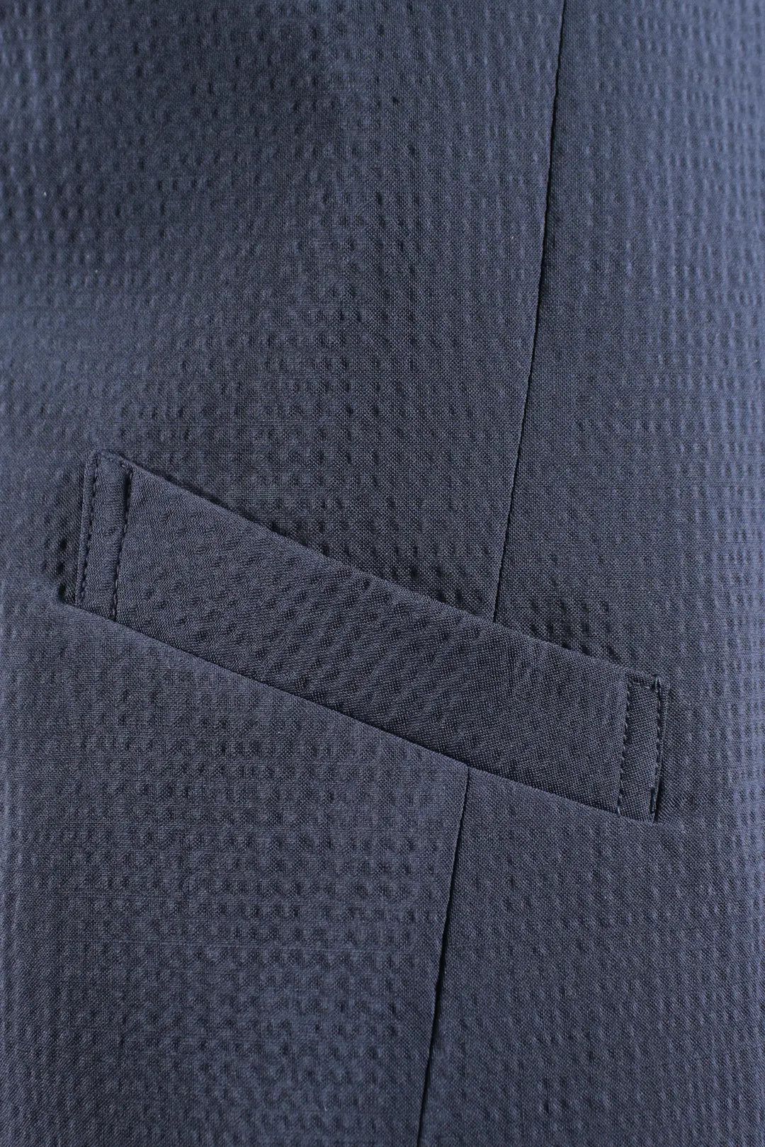Gilet doppiopetto in lana seersucker blu tasca