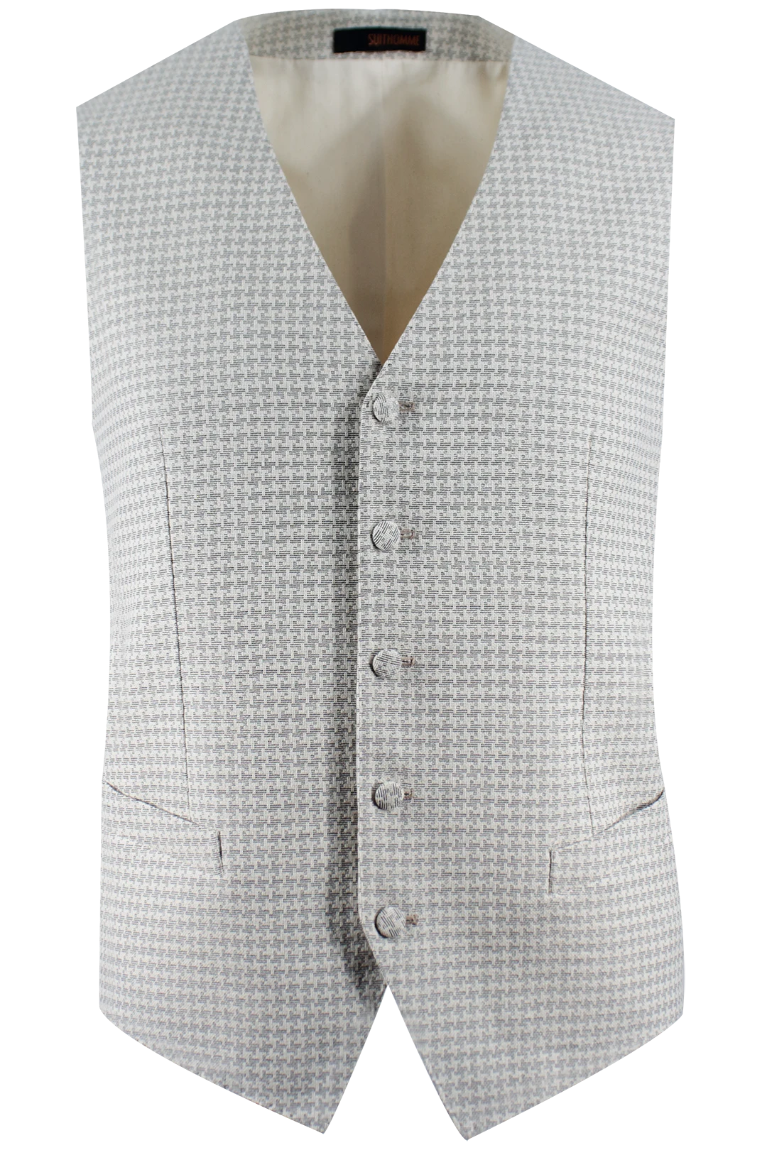 Gilet in cotone pied de poule beige