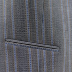 Gilet in lana seersucker grigia a righe tasche