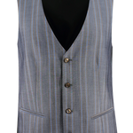 Gilet in lana seersucker grigia a righe