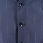 Gilet in pura lana blu gessata bottoni