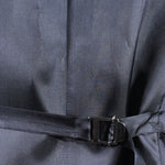 Gilet in pura lana blu gessata cinturino