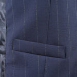 Gilet in pura lana blu gessata tasca