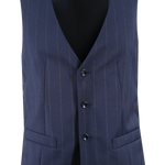 Gilet in pura lana blu gessata