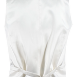 Gilet in lana seersucker panna a righe retro