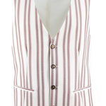 Gilet in lana seersucker panna a righe
