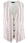 Gilet in lana seersucker panna a righe