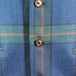 Gilet in lana, seta e lino blu a quadri bottoni