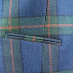 Gilet in lana, seta e lino blu a quadri taschino