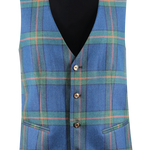 Gilet in lana, seta e lino blu a quadri