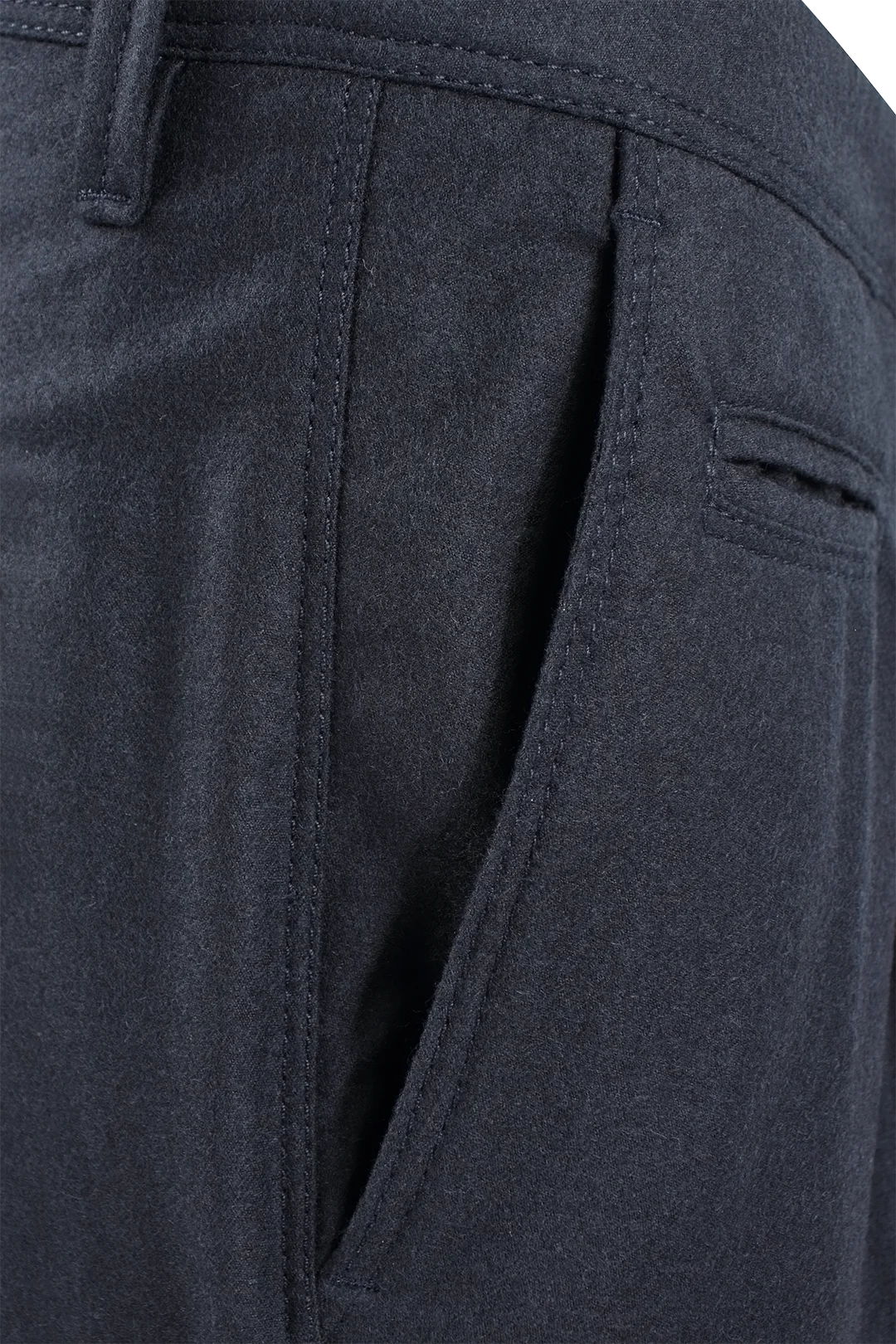 Pantalone cargo in lana blu lato