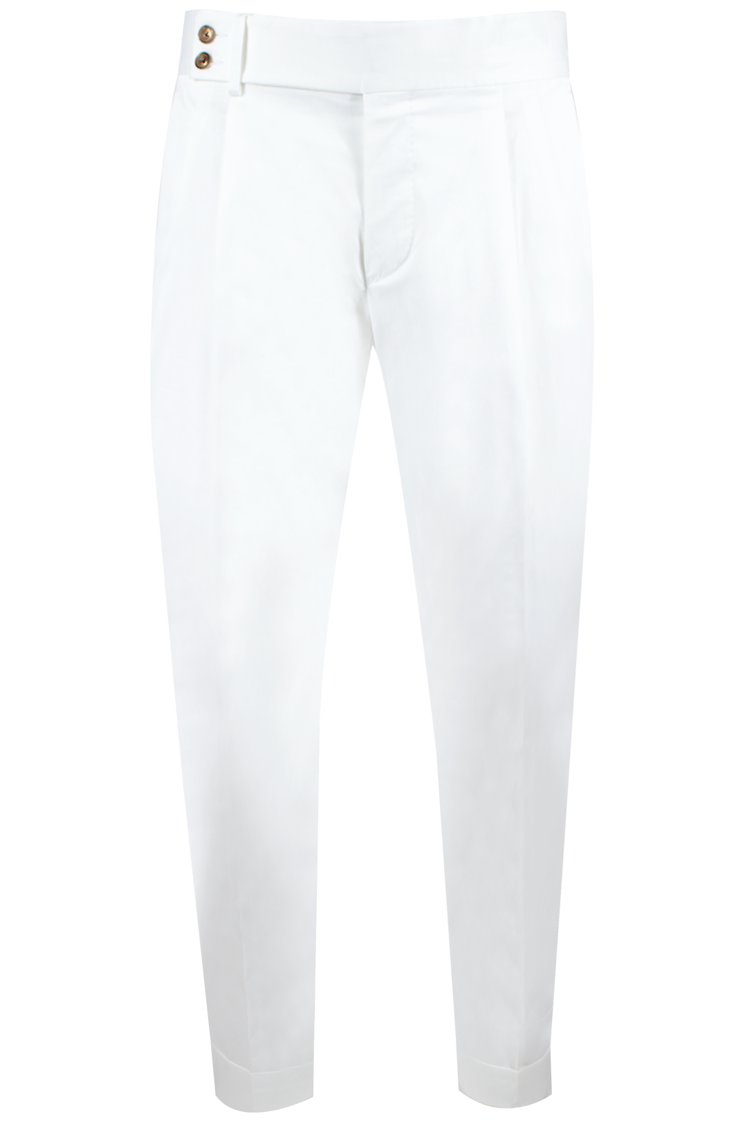 Pantalone con cinta e fibbie laterali in cotone bianco