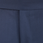 Pantalone con cinta e fibbie laterali in lana blu patta