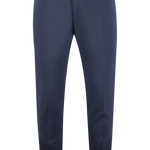 Pantalone con cinta e fibbie laterali in lana blu