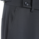 Pantalone con cinta e fibbie laterali in lana nera cinta