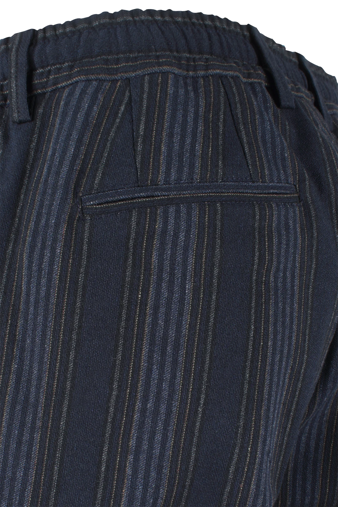 Pantalone con coulisse in jersey blu a righe taschino