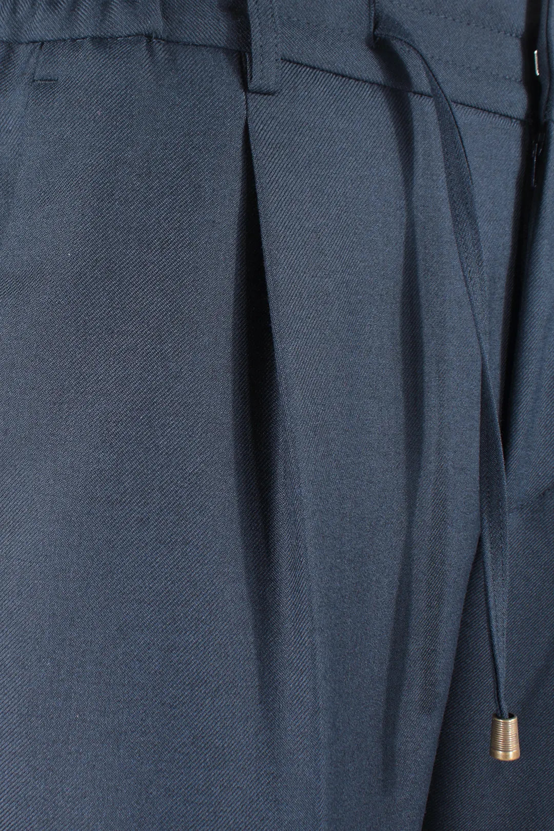 Pantalone con coulisse in lana blu pince