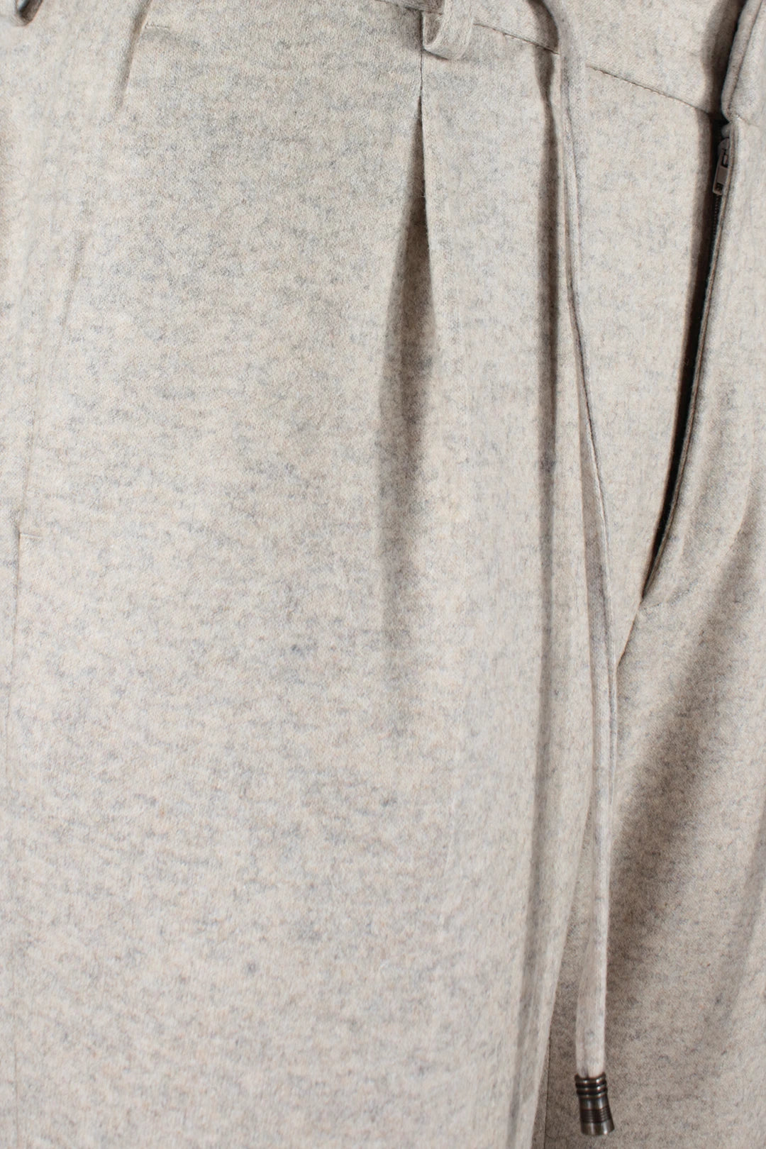 Pantalone con coulisse in jersey di lana beige pince