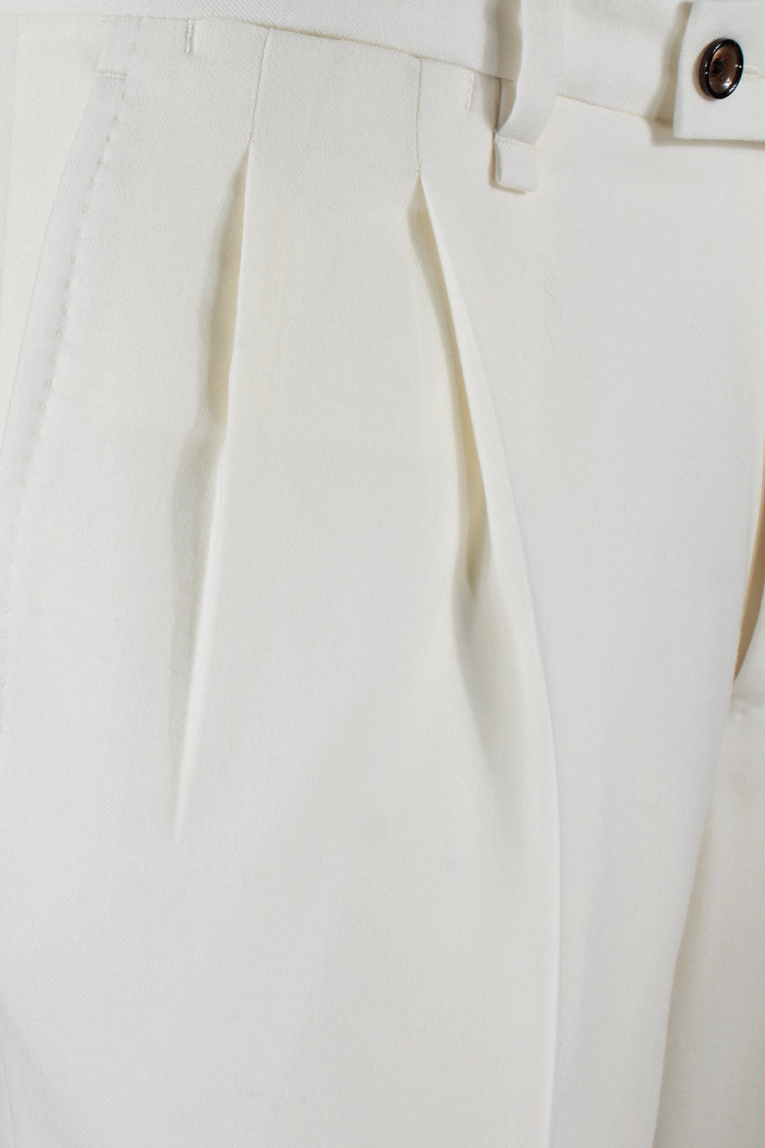 Pantalone con doppia pince in lana bianca pince