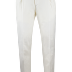 Pantalone con doppia pince in lana bianca