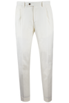 Pantalone con doppia pince in lana bianca