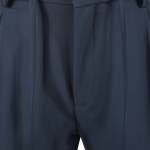 Pantalone con due pince e coulisse in jersey blu coulisse