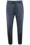 Pantalone con due pinces in cotone blu