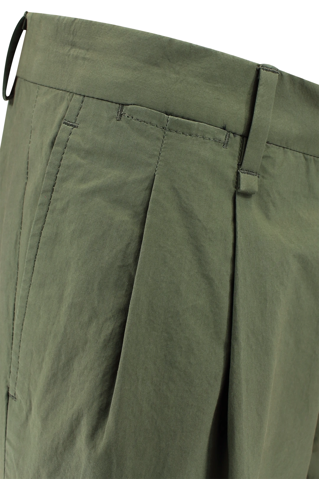 Pantalone con due pinces in cotone verde pince