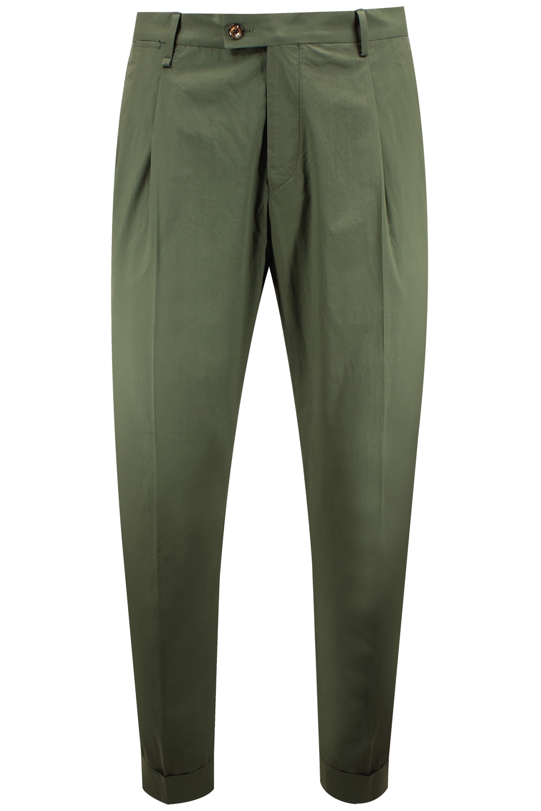 Pantalone con due pinces in cotone verde