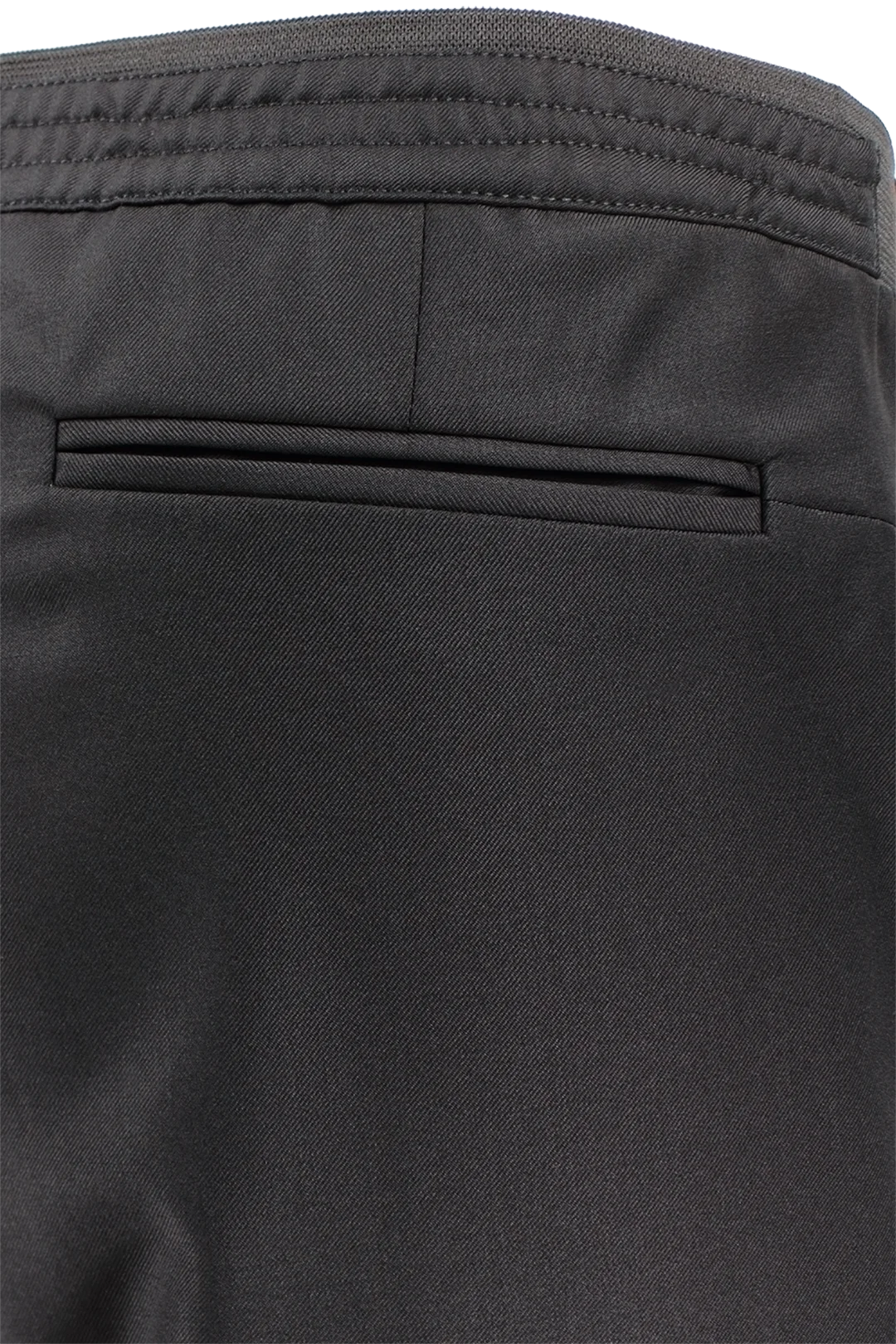 Pantalone con elastico in lana nera filetti