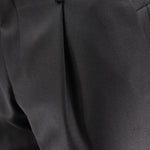 Pantalone con elastico in lana nera pince