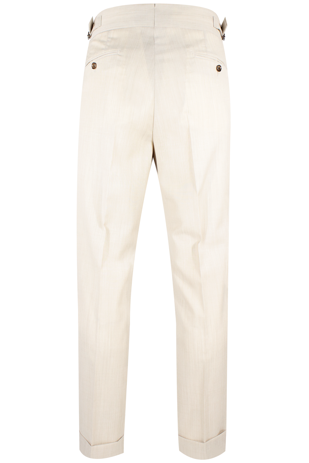 Pantalone con fibbie laterali in fresco lana sabbia retro