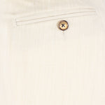 Pantalone con fibbie laterali in fresco lana sabbia taschino