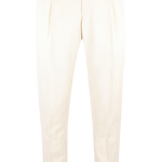 Pantalone con fibbie laterali in fresco lana sabbia