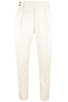 Pantalone con fibbie laterali in fresco lana sabbia