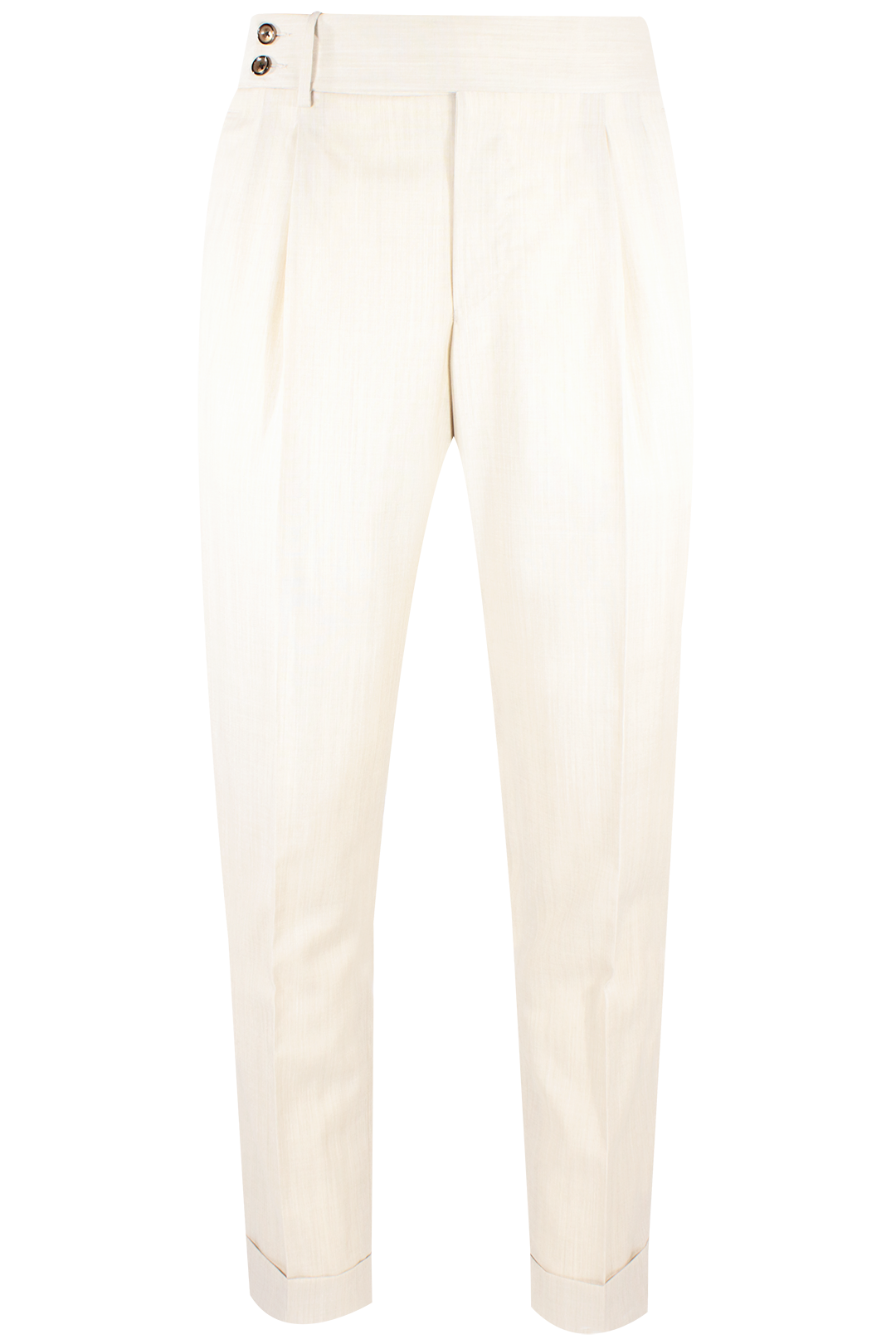 Pantalone con fibbie laterali in fresco lana sabbia