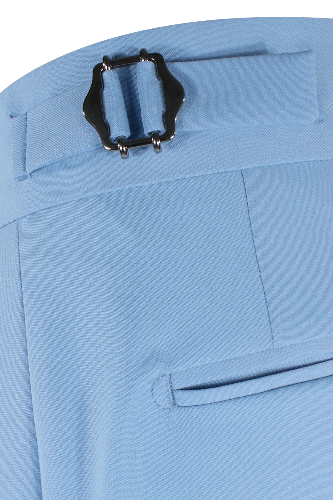 Pantalone con fibbie laterali in jersey celeste fibbia