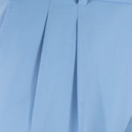 Pantalone con fibbie laterali in jersey celeste pince
