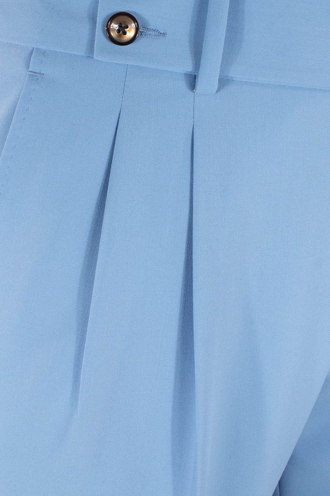 Pantalone con fibbie laterali in jersey celeste pince