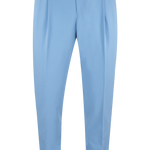 Pantalone con fibbie laterali in jersey celeste