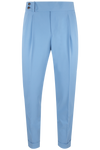 Pantalone con fibbie laterali in jersey celeste
