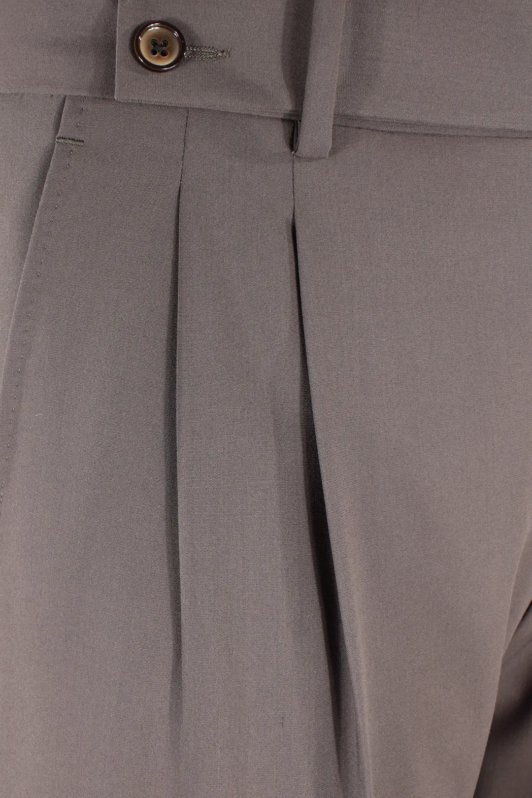 Pantalone con fibbie laterali in jersey greige pince