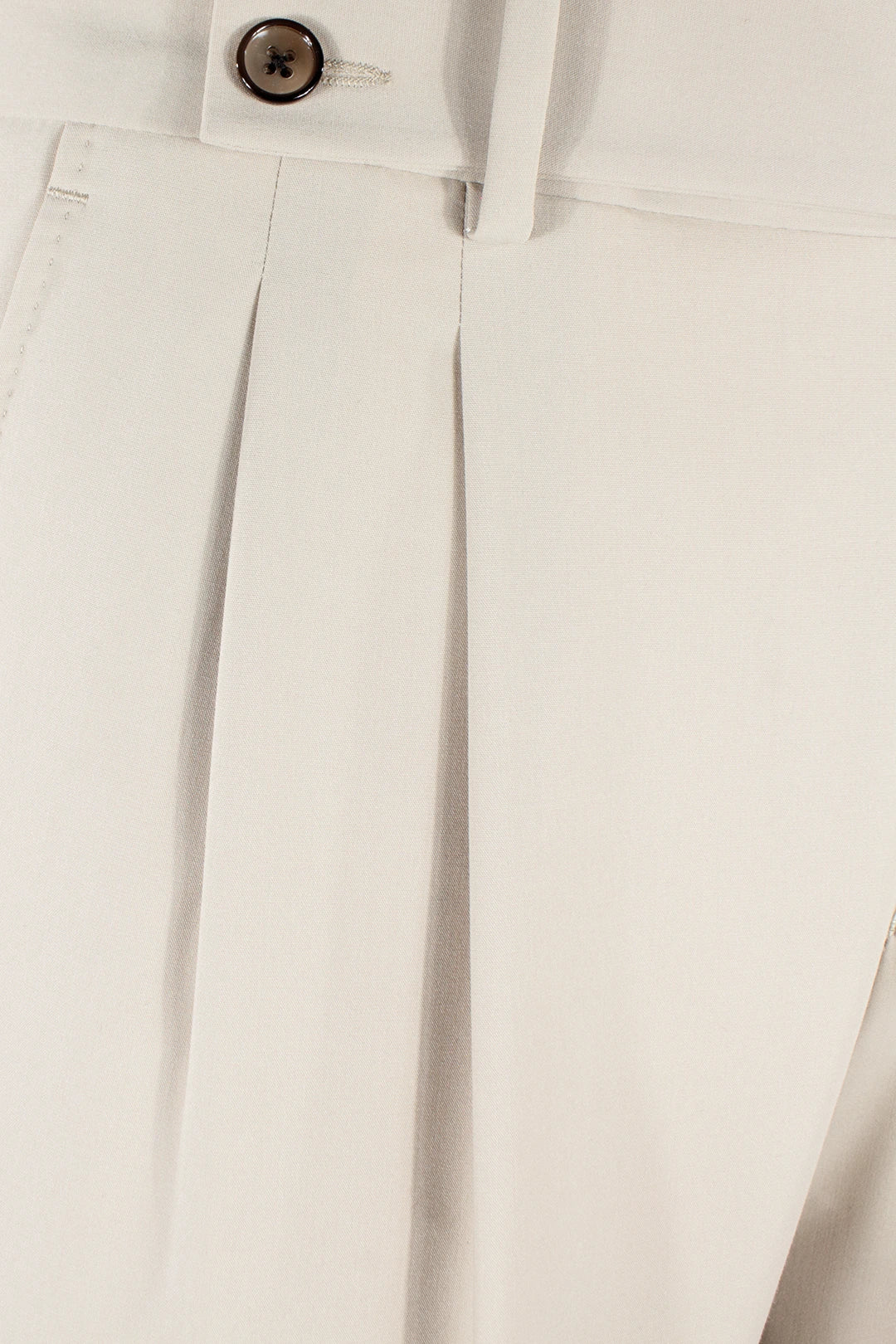 Pantalone con fibbie laterali in jersey sabbia pince
