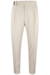 Pantalone con fibbie laterali in jersey sabbia