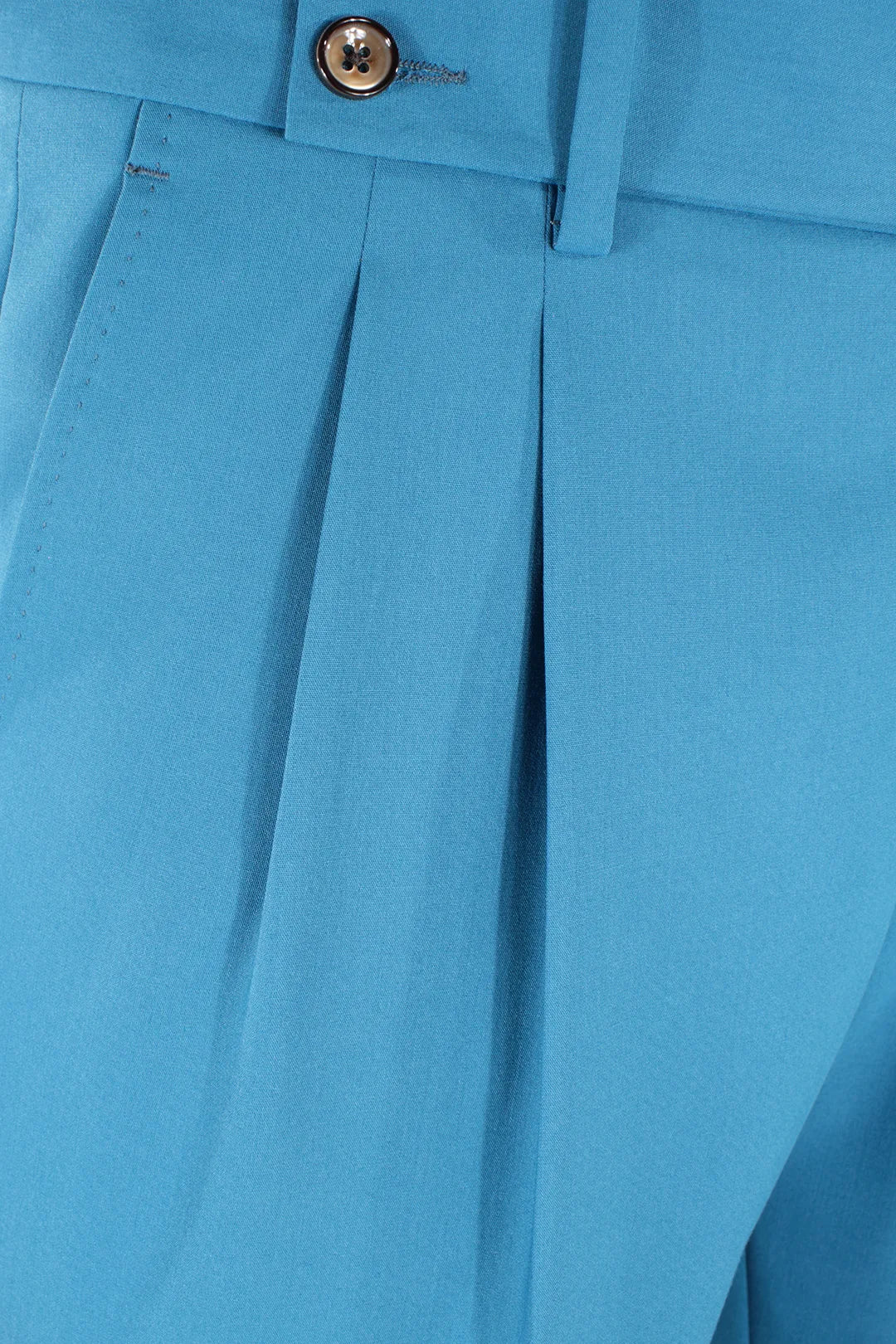 Pantalone con fibbie laterali in jersey turchese pince
