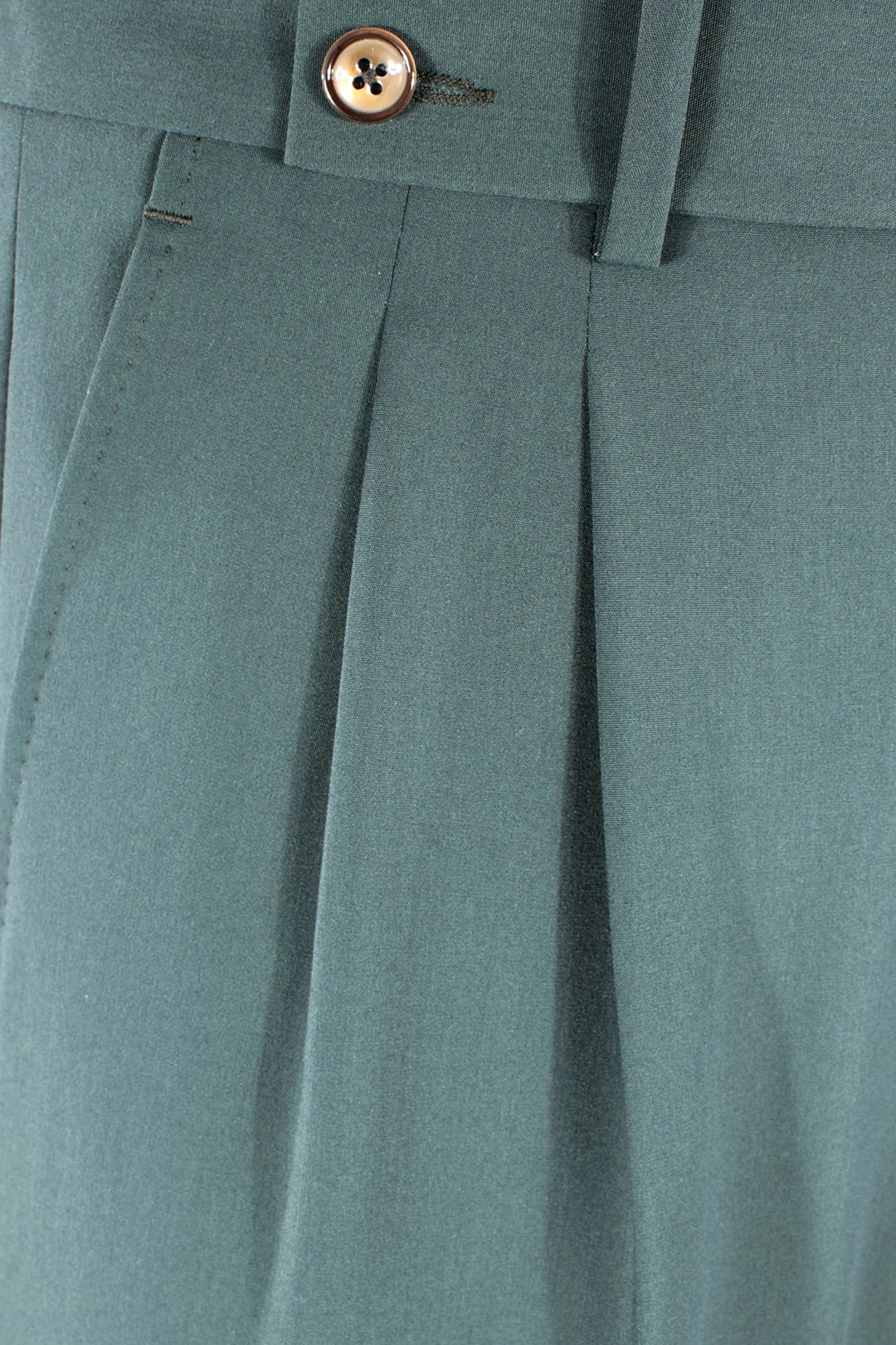 Pantalone con fibbie laterali in jersey verde pince